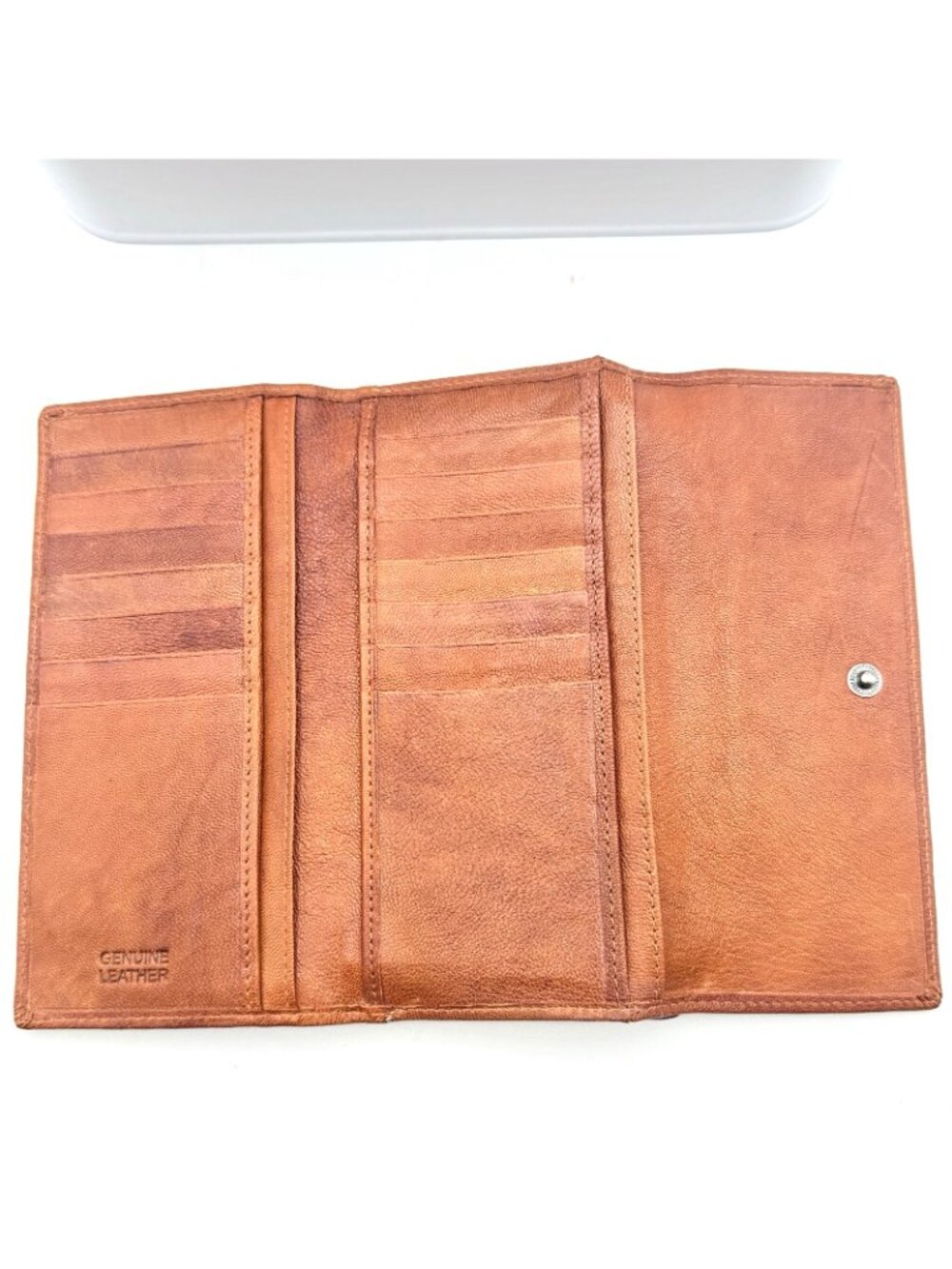 Spikes & Sparrow Genuine Leather Camel Color Wallet Tri-Fold RFID CC Protection - Picture 8 of 16